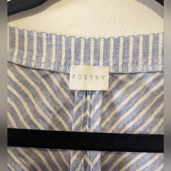 Poetry 100% Linen Blue and White Striped Preppy Modern Beachy Maxi Dress sz 14 - Picture 5 of 10